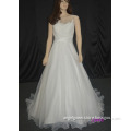 cap sleeves low back lace applique A line wedding gowns